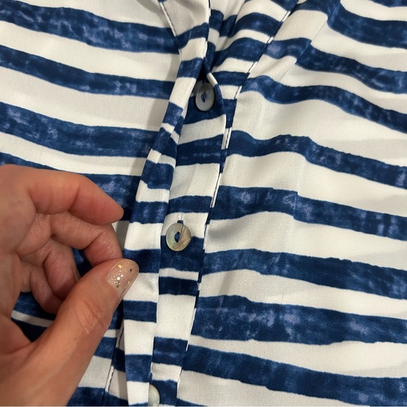 Chico’s Distressed Stripe Tunic Blouse Multicolor Size 2 Medium - Picture 5 of 14